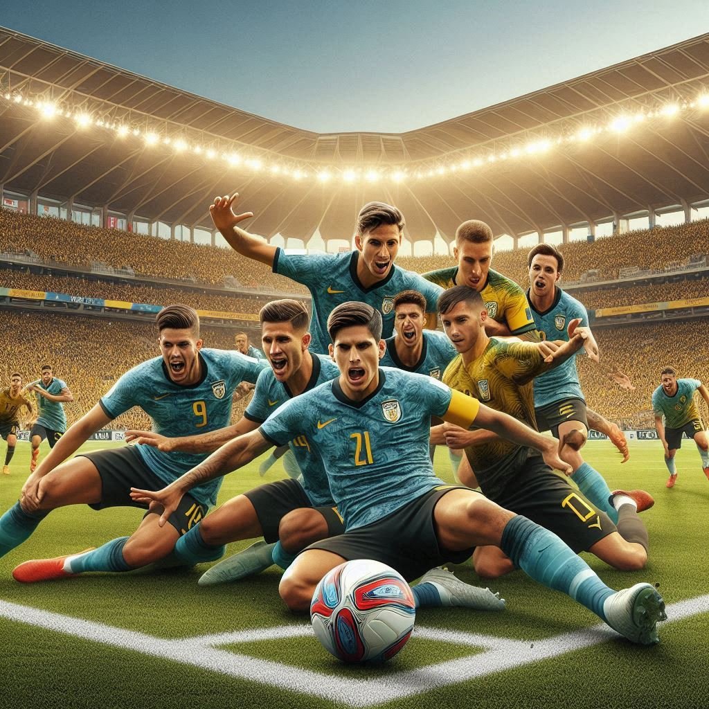 Copa America 2024: Knockout Rounds Begin!
Players on the field during a Copa America 2024 match, showcasing intense action and vibrant team colors.